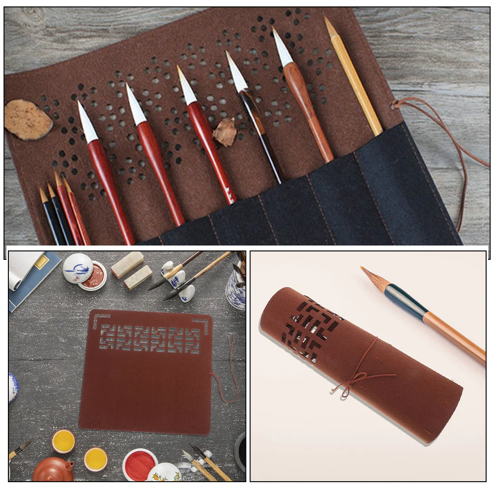 2 قطعة حامل فرشاة الطلاء اللباد الجوف خارج النفط المائية الحقيبة نشمر المنظم القرطاسية حقيبة التخزين القلم لفن العرض