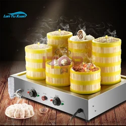 High Quality 4 Holes Electric Steam Bun Machine Bao Dimsum  Steamer with Glass  Four-hole  Sweet Corn