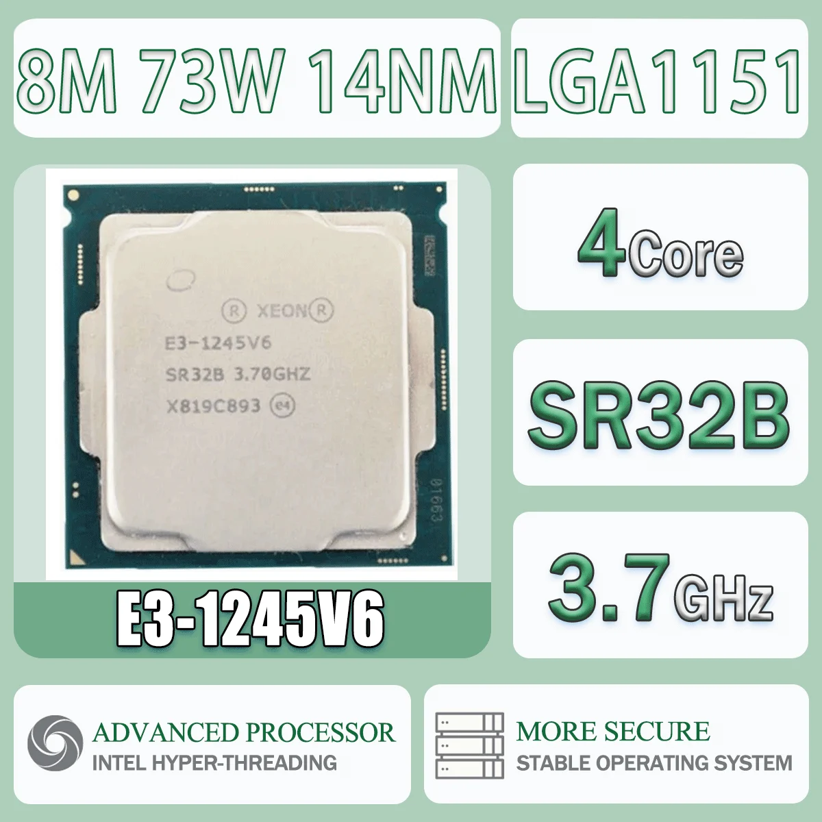 Intel Xeon E3-1245V6 3,7 GHz Quad-Core 8M 73W 14NM E3 1245 V6 Computer CPU Prozessor Server E3 1245V6 Paket LGA 1151