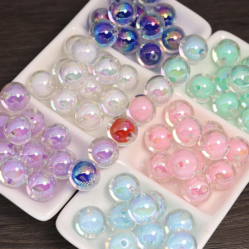 Ch92 10 peças 16mm cor doce acrílico transparente contas lindas contas fofas diy pulseira colar acessórios de joias artesanais