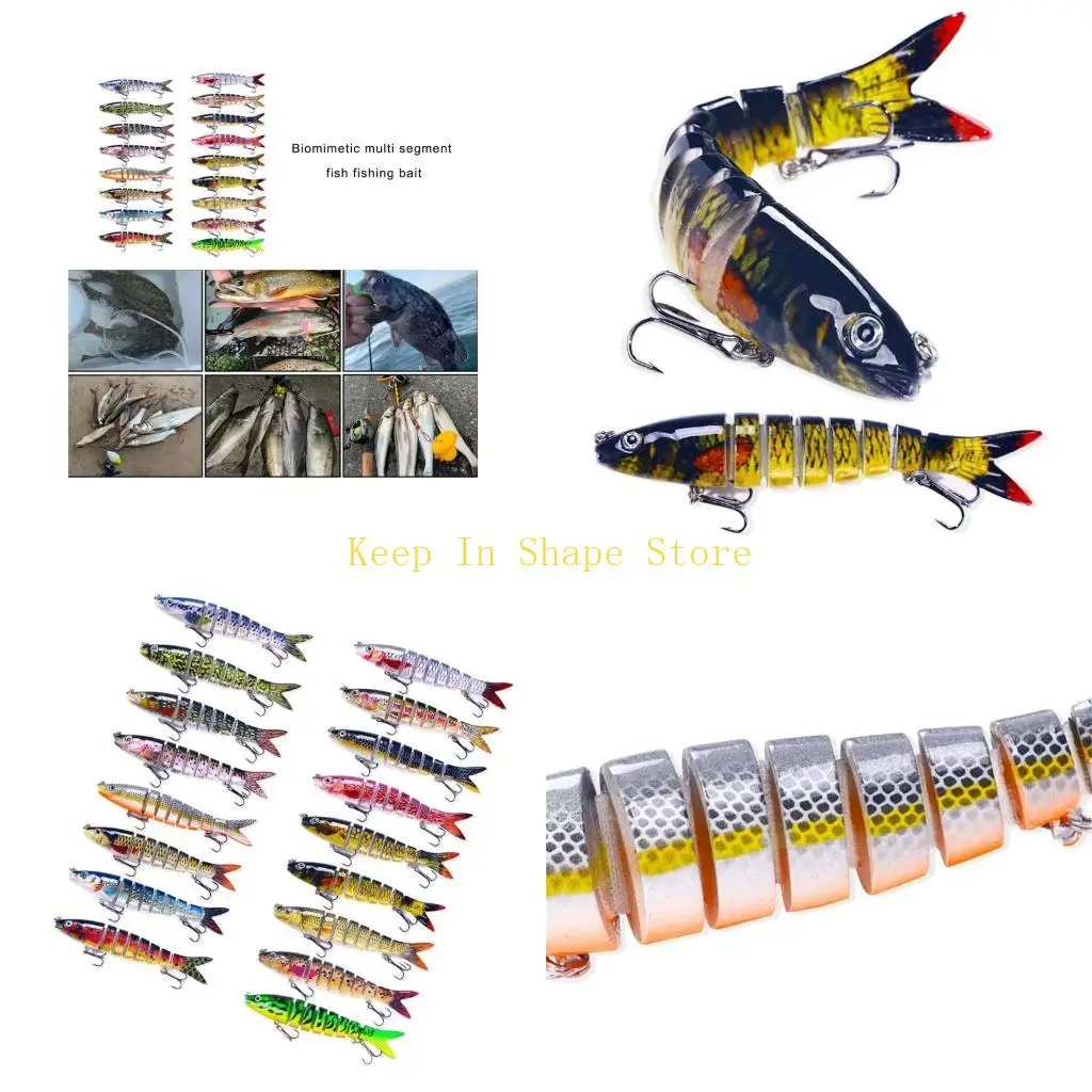 U1JC Multiple Section Artificial Fishing Baits Jointed Swimbait Crankbait Fishhooks