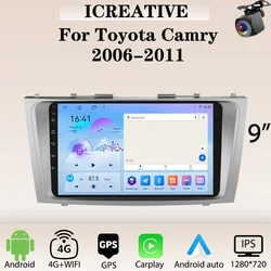 Car Radio Android for Toyota Camry 2006-2011 Carplay Multimedia Player 2din Stereo Autoaudio Head Unit 9'' Screen Navigation GPS