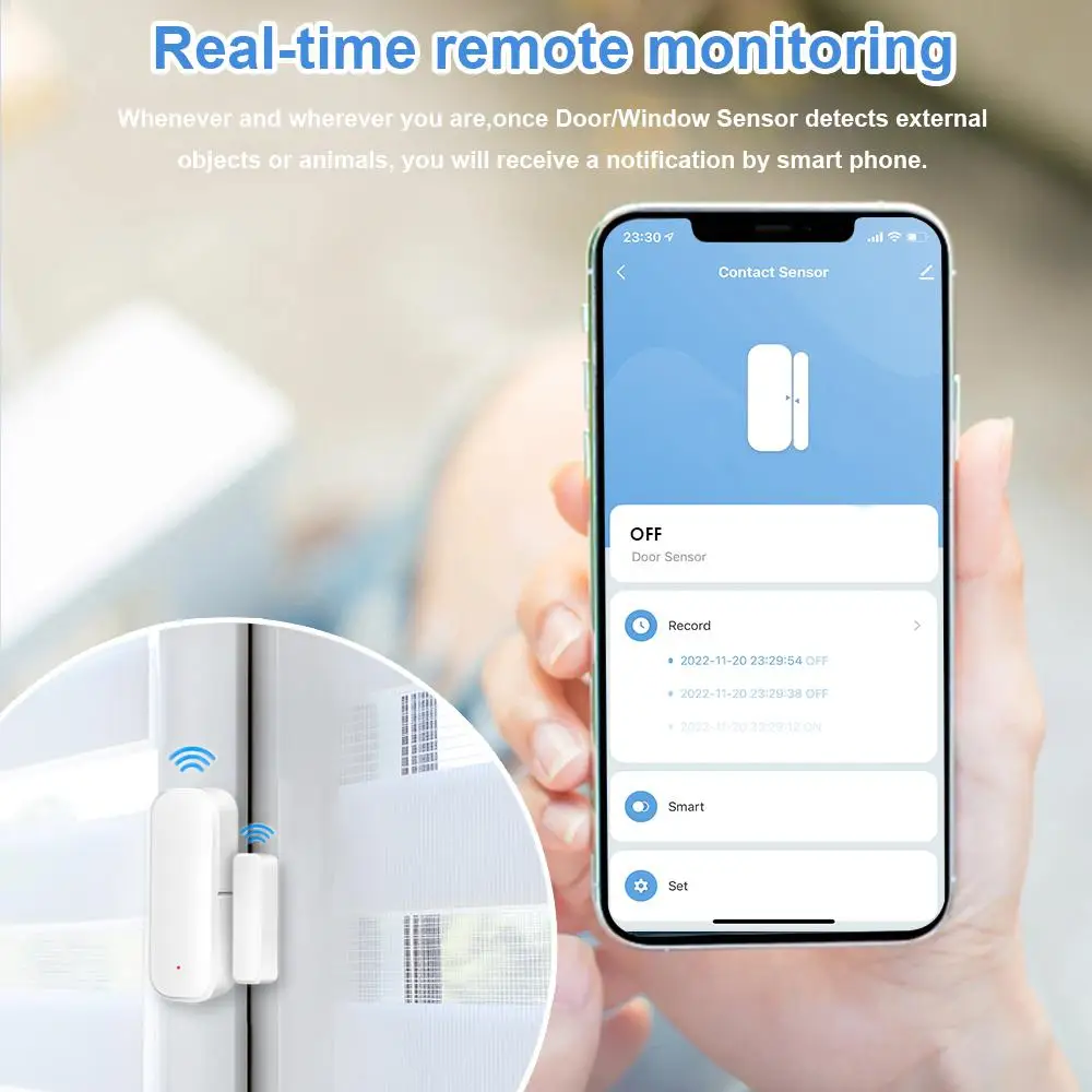 Tuya Smart ZigBee Door Window Contact Sensor Smart Home Wireless Door Detector Open/Close APP Remote Alarm Via Alexa Google Home