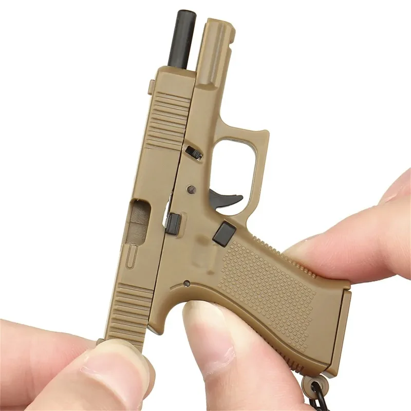 Pistol Shaped Keychain Charm Realistic Model Removable Magazine Miniature Pistol Model Gifts for Birthday Car Key Chain for Men