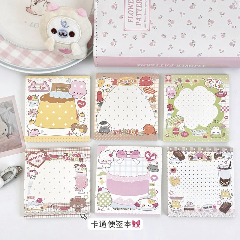 1 Pc Cute Cartoon Rabbit Pattern Memo Book Tearable Non-Sticky Leave Message Note Pad Take Notes Student Stationery Materials