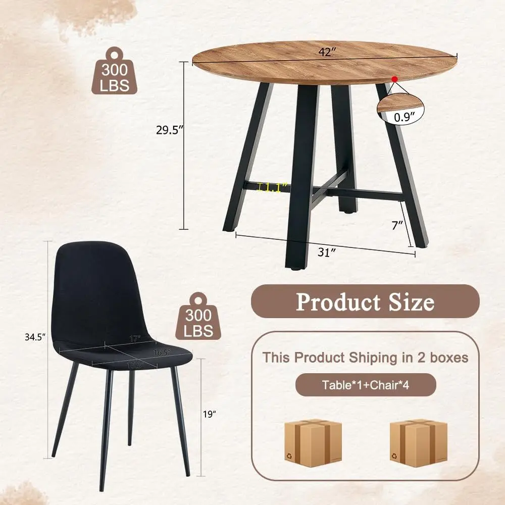 

Dining Table Set for 4, Modern Kitchen Dining Table Chairs Set for 4, 42 Wood Dining Room Table Set amp 4 holstered Chairs fo