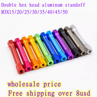 10pcs/lot M3 double hex thread colourful aluminum spacer standoff  m3x15/20/25/30/35/37/40/45/50