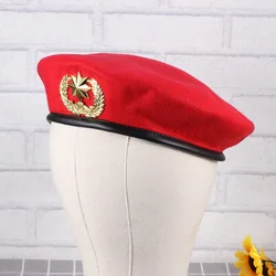 Red Sailor Hat Stage Show Square Dancing Woolen Beret ( Pointed Star)