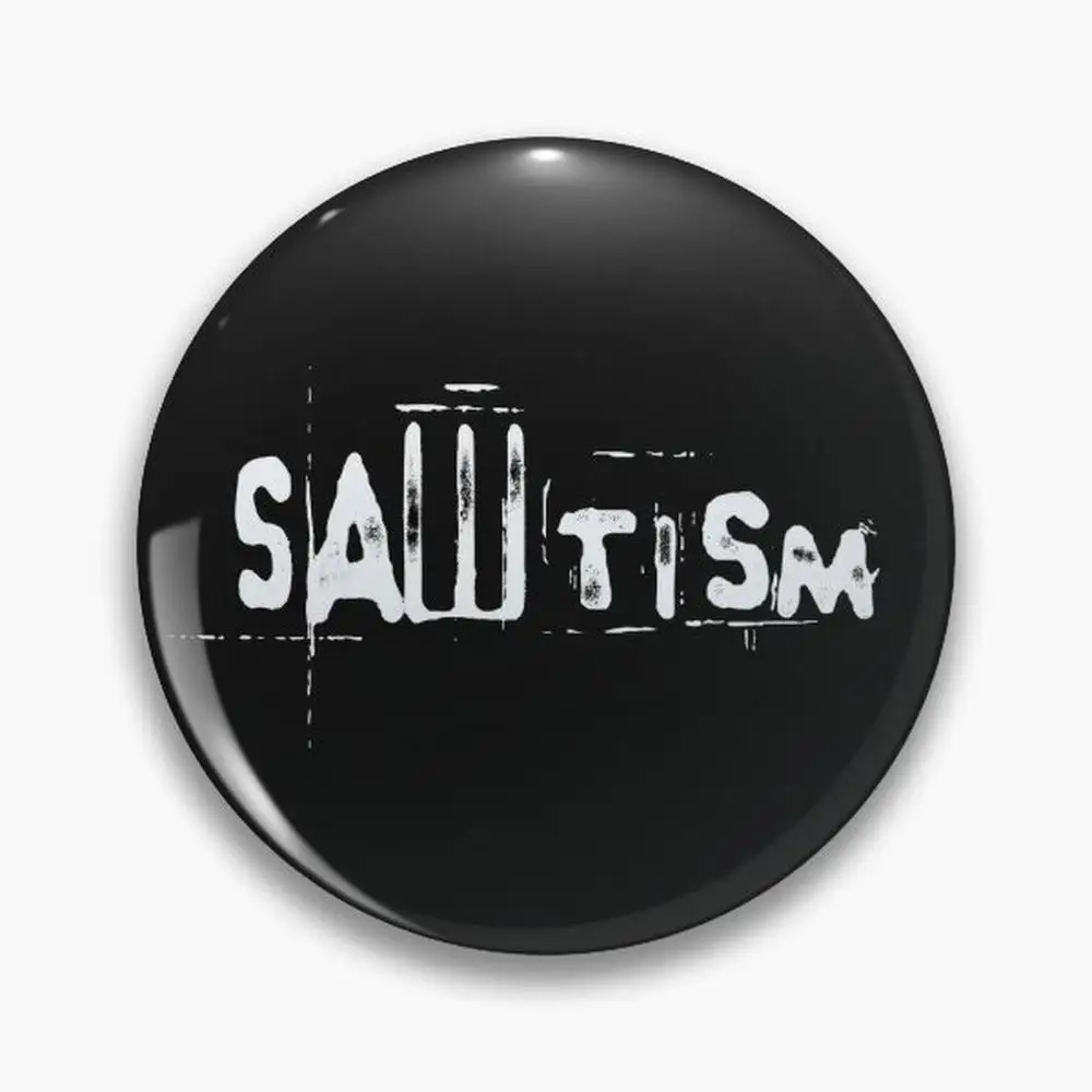 Broches de botones de Pin de Autismo de película de sierra de aserrín, accesorio de joyería, broche personalizado, insignias de solapa de moda