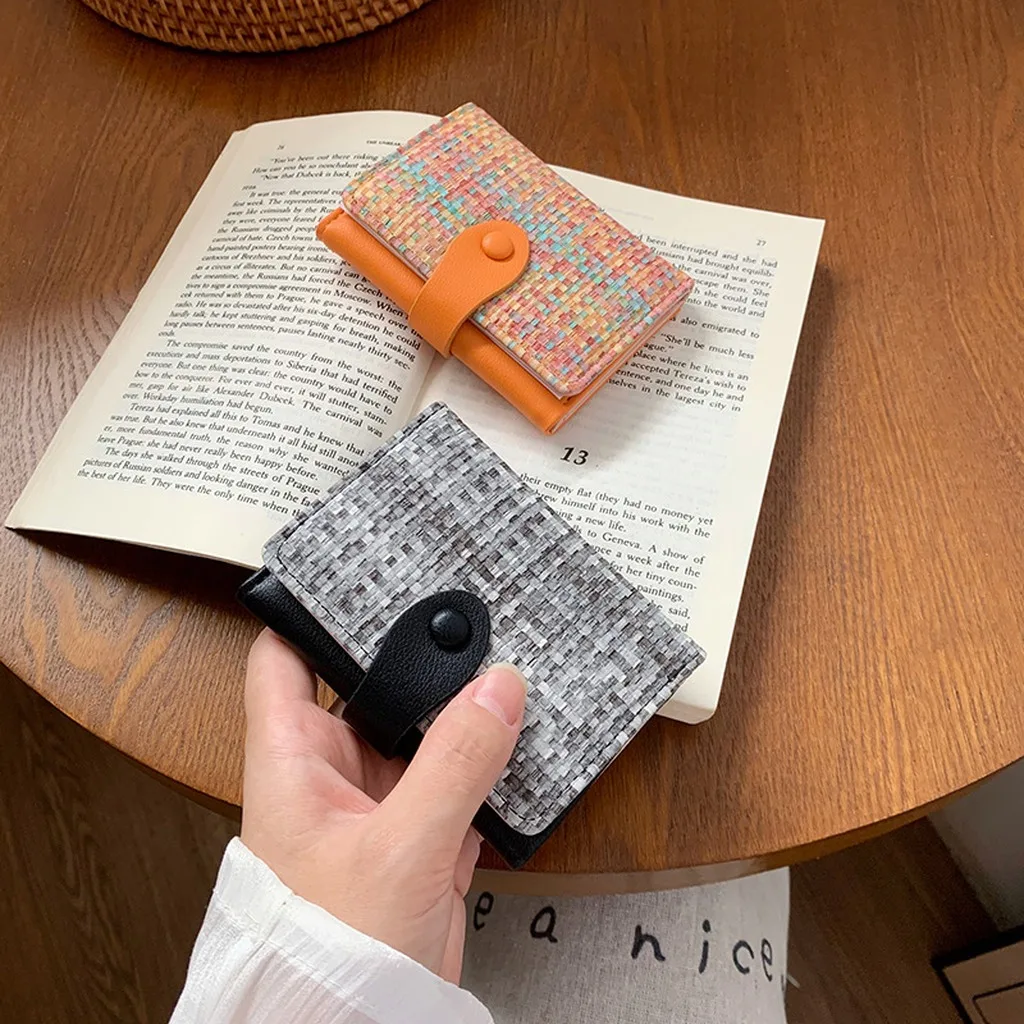 Rfid Blocking Wallet Bifold Small Purse Women'S Wallet Rfid Blocking Woven Wallet For Change Cash Bank Cards
