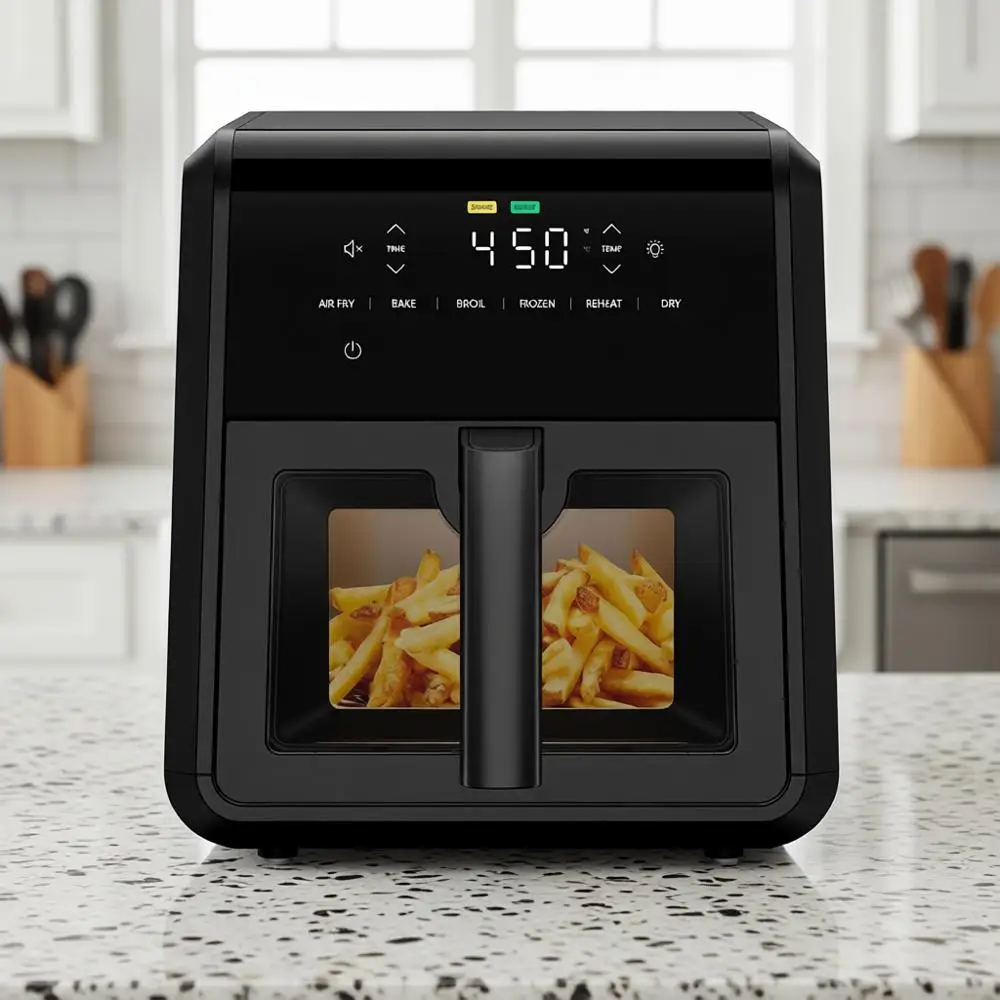 

6-in-1 High-Powered 450° Cooking or Crispier Results, Compact Space-Saving Design, Air Fry, Bake, Broil, Dehydrate, Roast, Toast