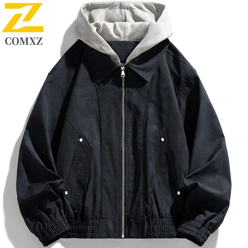 

Men Jacket 2025 New Tie Dye Fake Two Piece Trendy Versatile Comfortable Breathable Hooded Jacket Outdoor Korean Loose Men Jacket