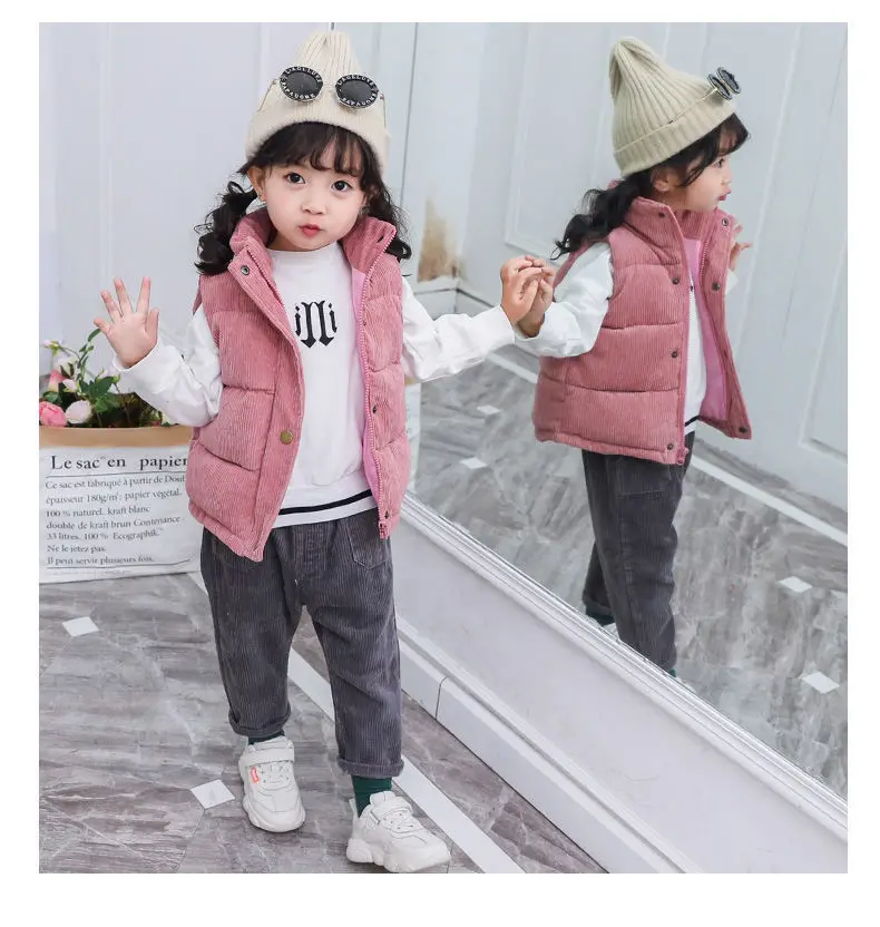 2024 Fashion Boys\' Trendy Vest Baby Girls Leisure Kids Autumn Winter Sleeveless Coats 3 5 7 8 10 Years Old