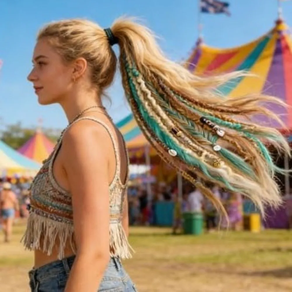Elastic Dread Ponytail Boho with Hair Tie