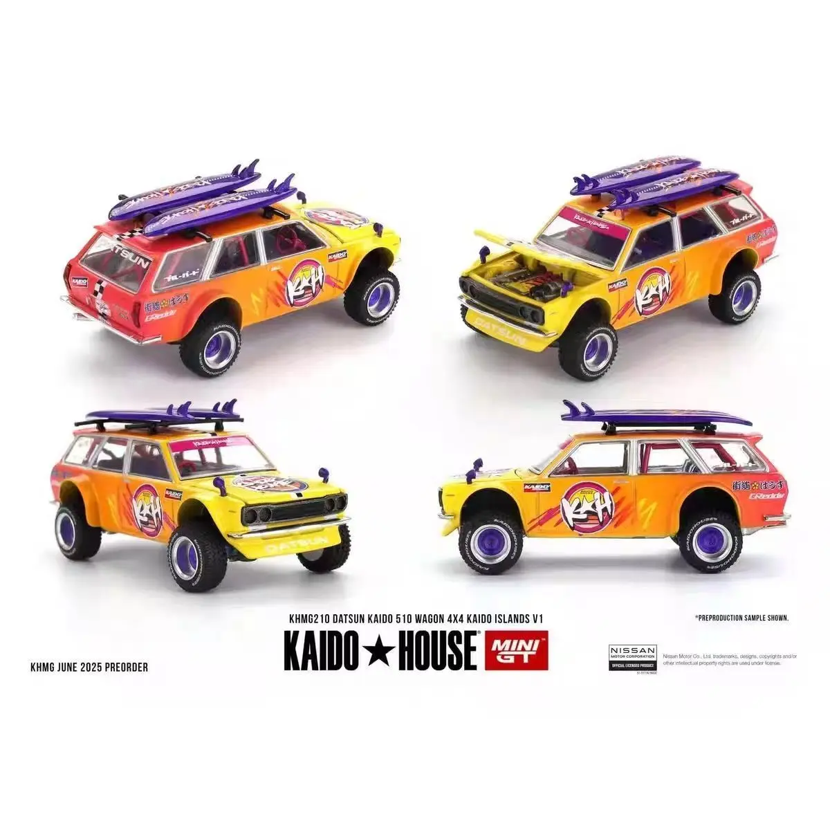 

Kaido MINIGT 1:64 Datsun 510 Универсал Модель автомобиля из сплава