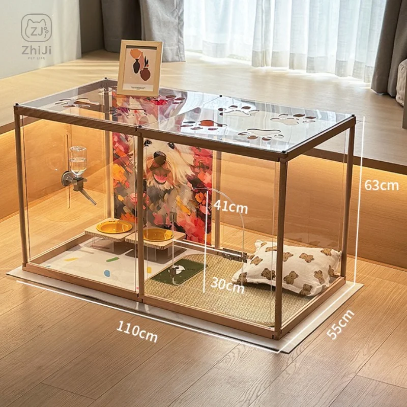 High 63CM Indoor Teddy Small Dog Fence Isolation Door Dog Cage House Transparent Puppy Fences DIY Free Combination Pet Supplies