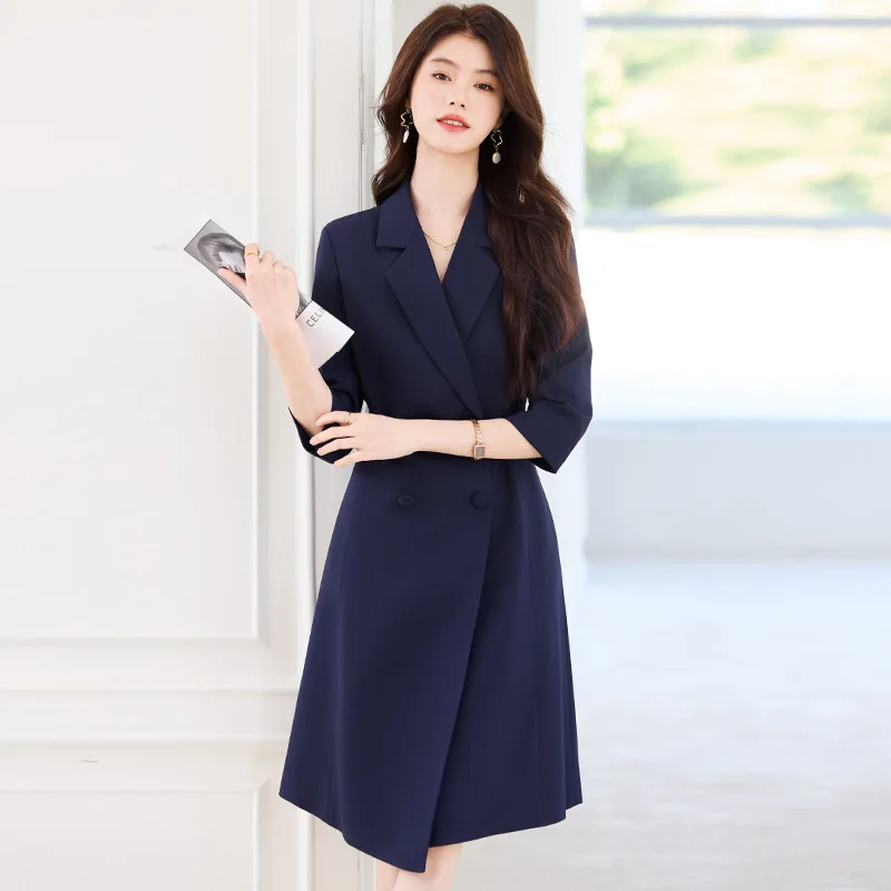 2025 الربيع والخريف نمط جديد فستان بتصميم بدلة التنقل أنيقة الربيع والخريف الخصر مقصوص فستان بتصميم بدلة المهنية الراقية F #4