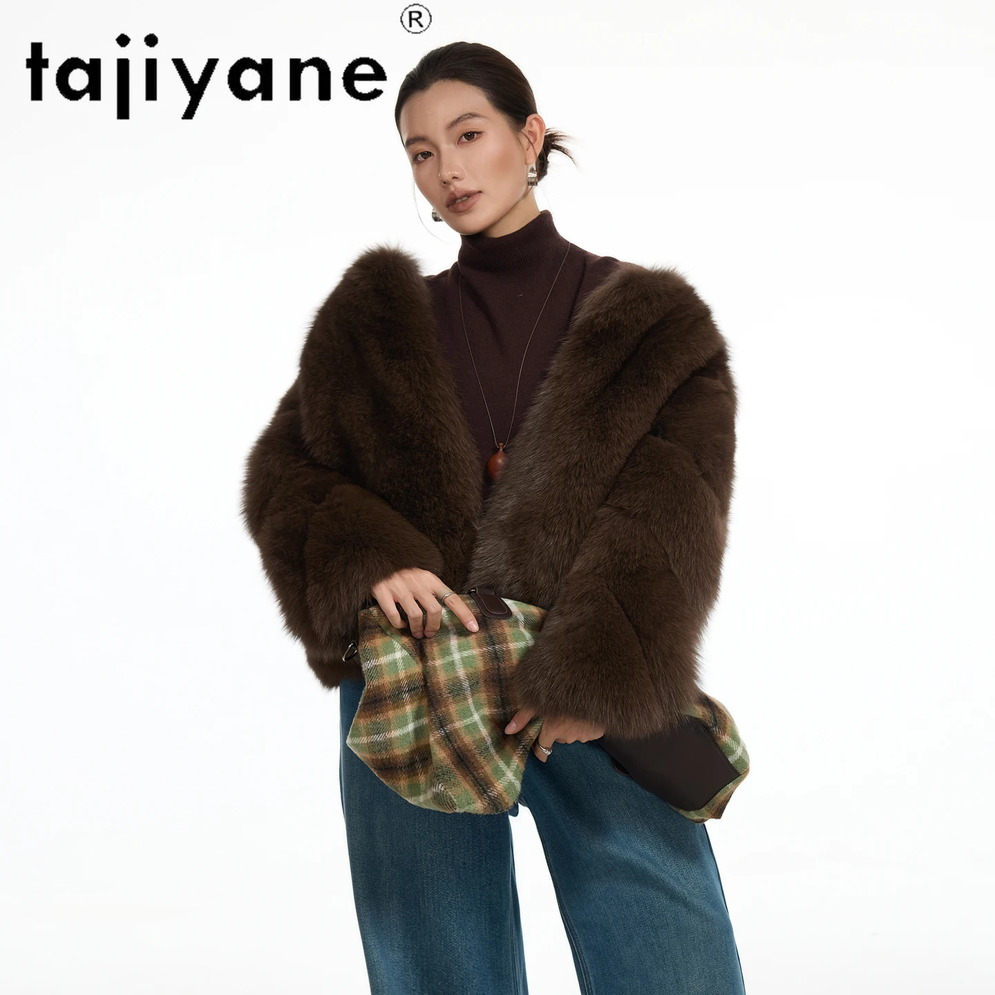 TAJIYANE 100% 천연 여우털 코트 여성 프리미엄 리얼 퍼 아우터웨어 스타일리시 따뜻한 겨울 재킷 여성 의류 2025 여성복