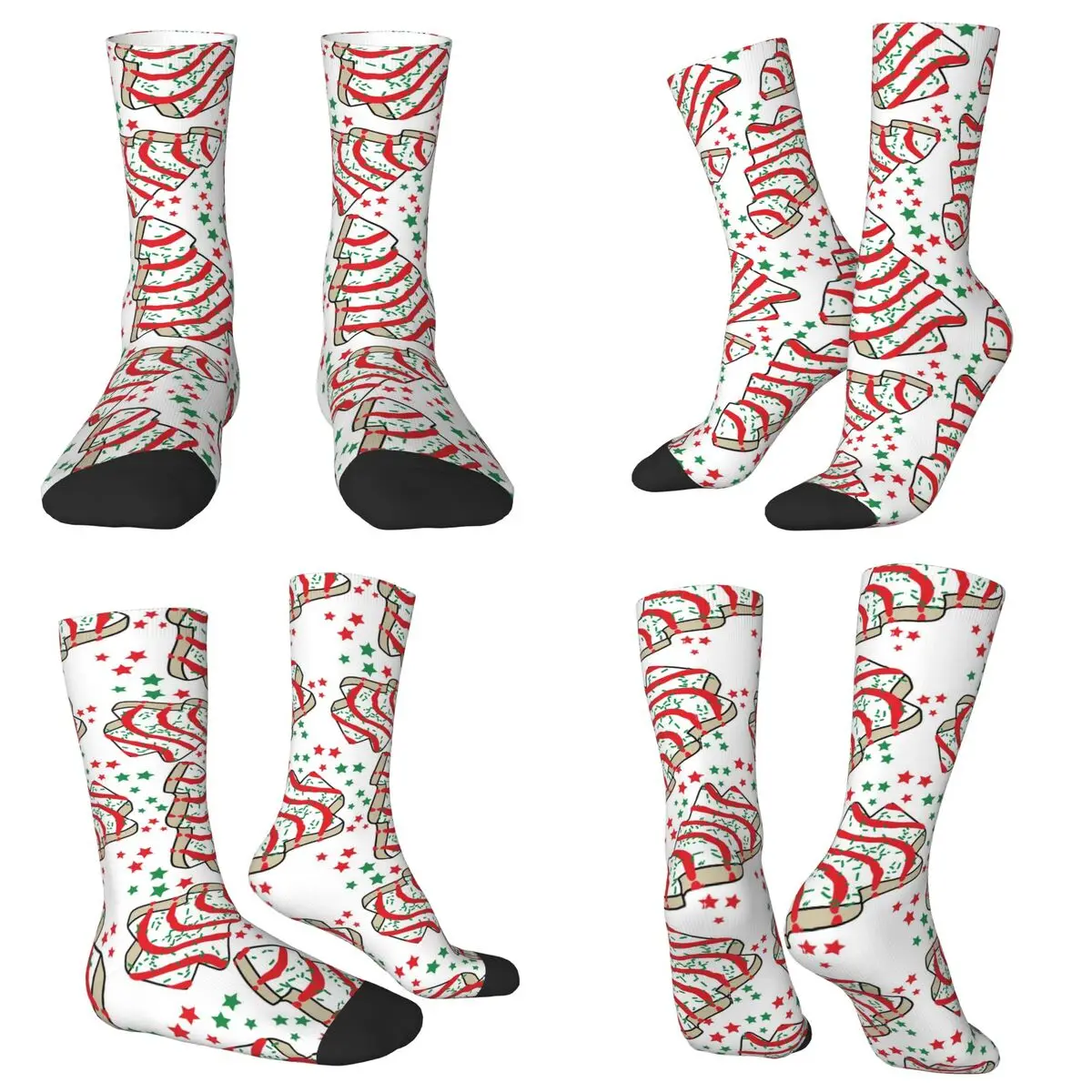 All Seasons Crew Stockings Christmas Tree Snack Cakes Socks Crazy Hip Hop Long Socks for Men Women Gifts