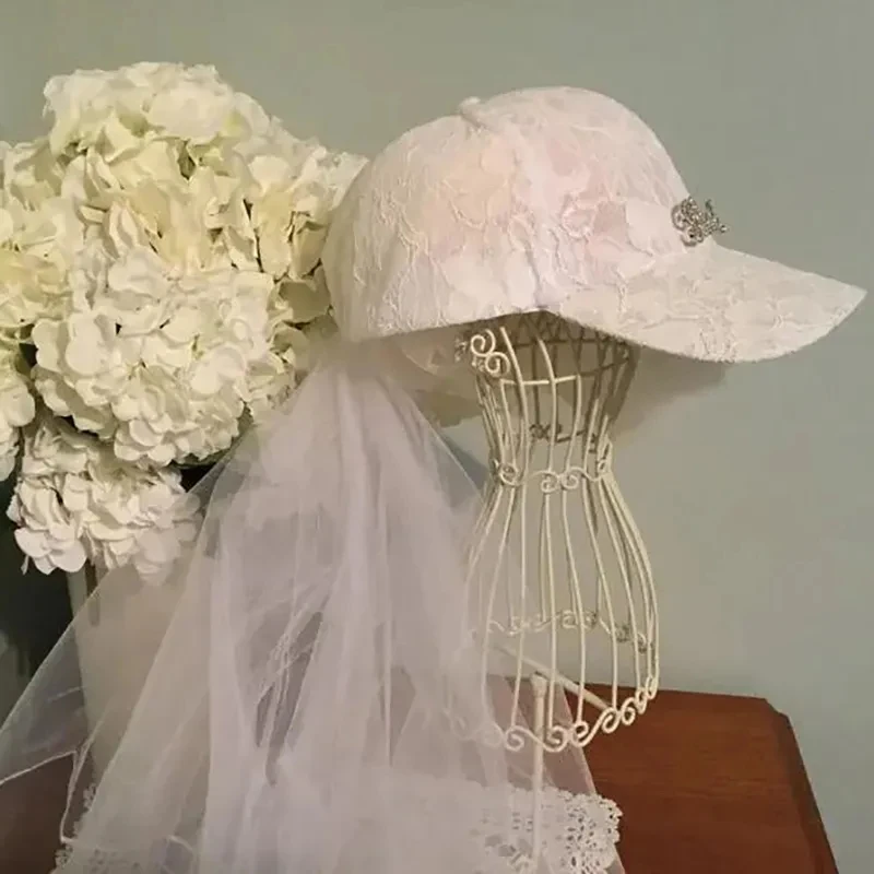 Bride Lace Baseball Cap Veil Bach weekend Bachelorette hen Party bridal shower beach wedding decoration honeymoon trip Gift