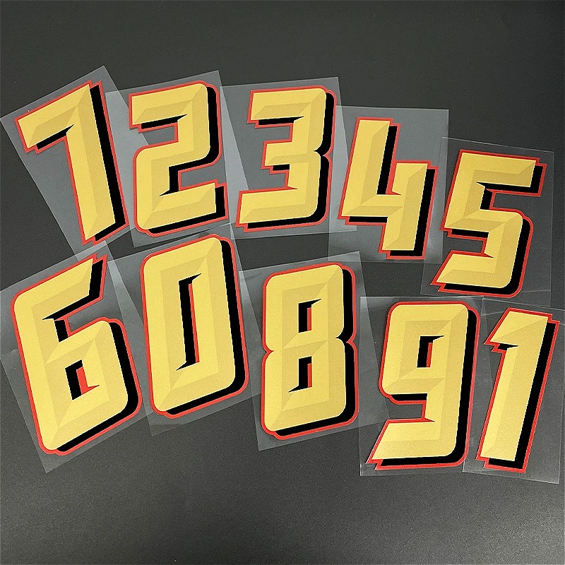 

1pc Gold Number 0 To 9 Motorcycles Stickers Waterproof for Motorcycle Fairing Fuel Tank Helmet Car Window Universal Vinyl Decal