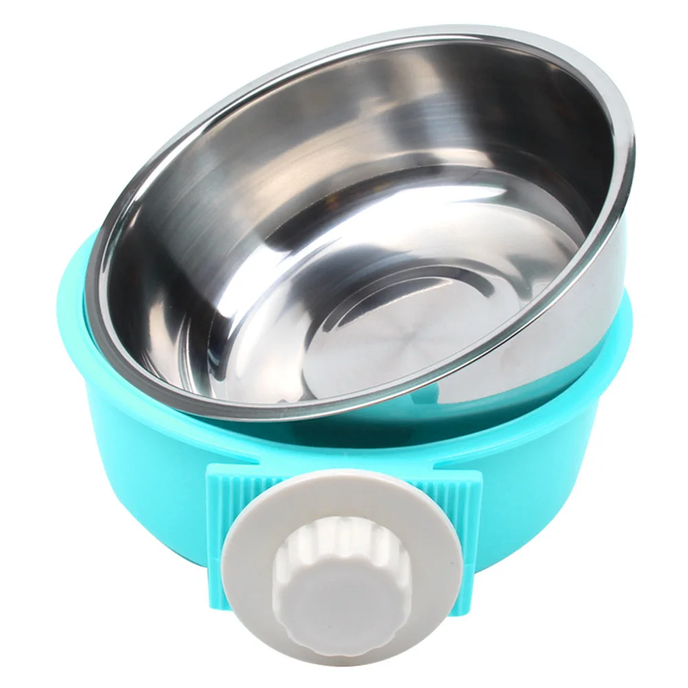

2 in 1 Stainless Steel Hanging Pet Bowl for Dog Cat Food and Water Cage Feeder Round Rust Resistant Easy Clean Detachable