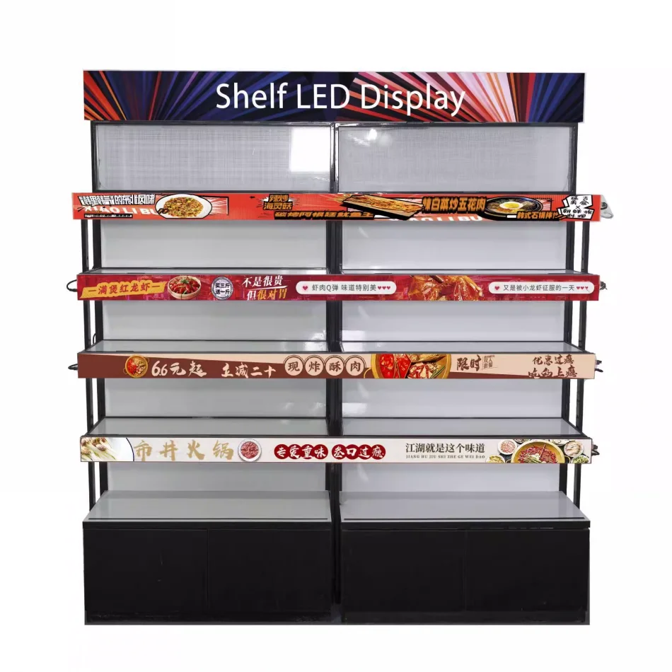 P1.25 COB Shelf LED Display مع Wifi Usb Led Shelf Video Screen لافتات إعلانية رقمية للسوبر ماركت