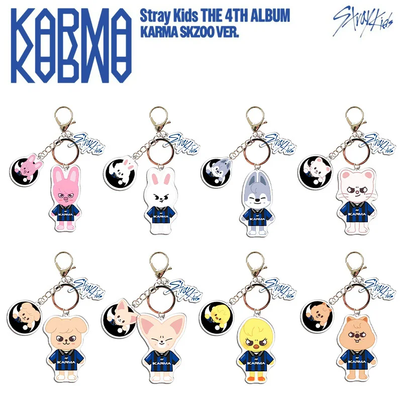 

Stray Kids KPOP album KARMA keychain SKZOO acrylic cartoon keychain backpack cars pendant accessories peripheral gifts