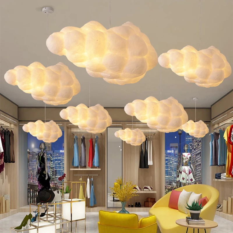 Fireproof White Cloud Chandeliers Children's Room Kindergarten Nursery Decor Lamp Modern Creative Studio Dining Table Chandelier