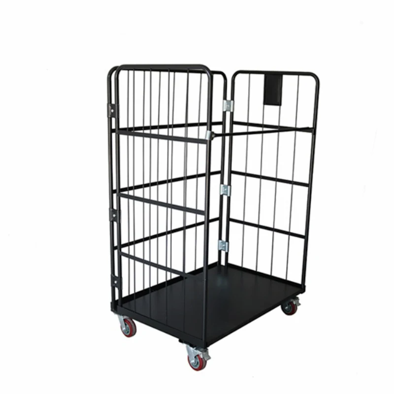 

Metal 4-wheel Trolley Wire Mesh Rolltainer For Warehouse Foldable Metal/steel Roll Cart From Real Manufacturer