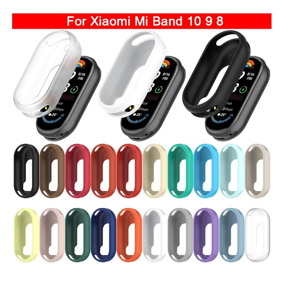 Silicone Case For Xiaomi Band 10 9 8 Soft Case ShockProof Bumper Shell Watch Protective Cover For Mi Band10 Accessories