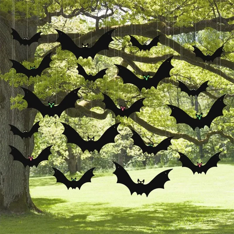 

Bat ShapeThe Dark Halloween Bat Hanging Tree Ornaments Scary Party Supplies for Spooky Night Party & Holiday DIY Decorations