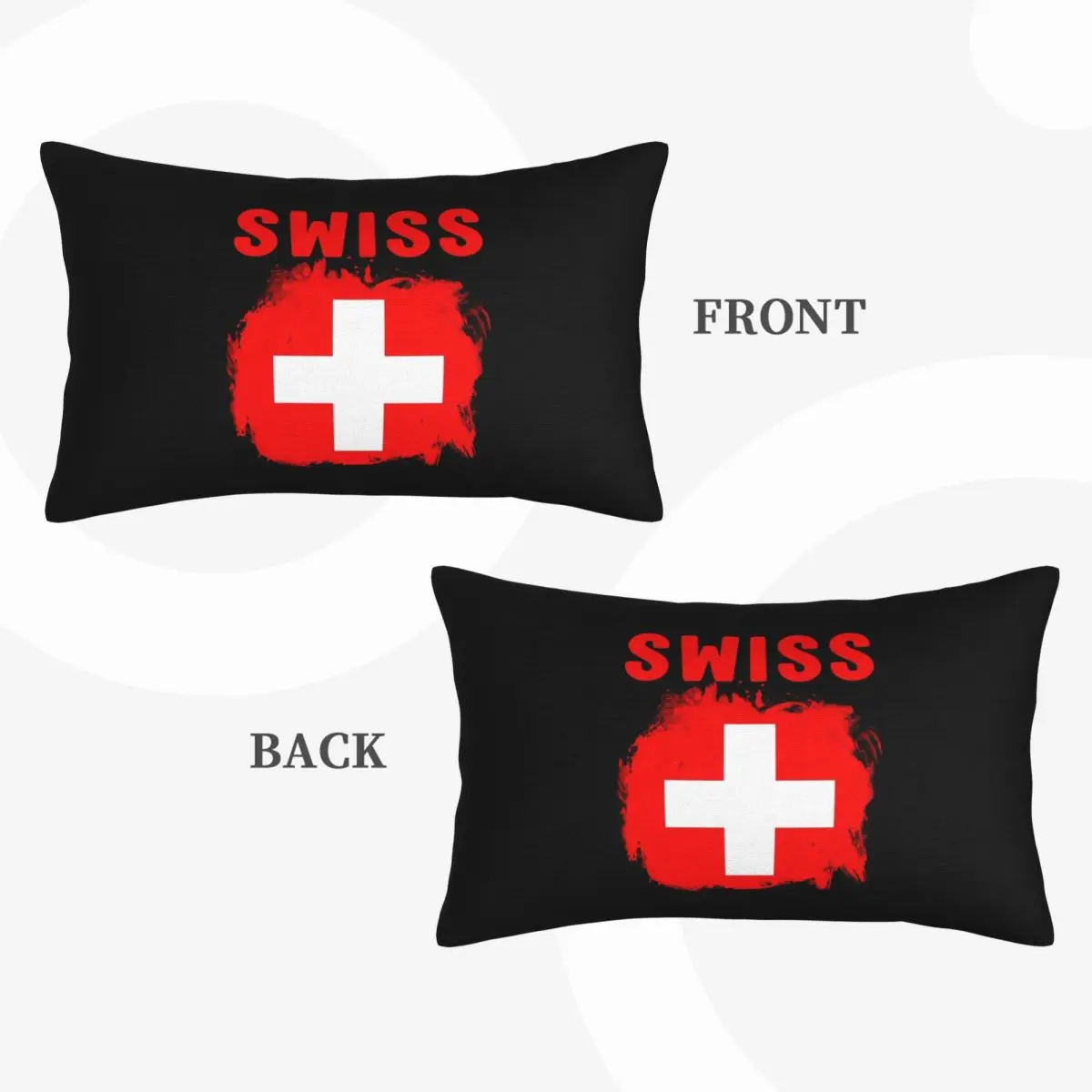 Swiss Switzerland Flag Rectangle Pillowcase Cushion Cover Decor Bedroom Bed Home Comfort Throw Pillow