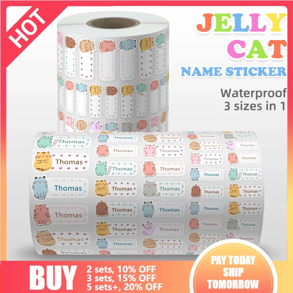 Custom Waterproof  Iron on Name Sticker for Kids School Clothes Personalized Clothing Tags Transparent Label Child Washi Sticker