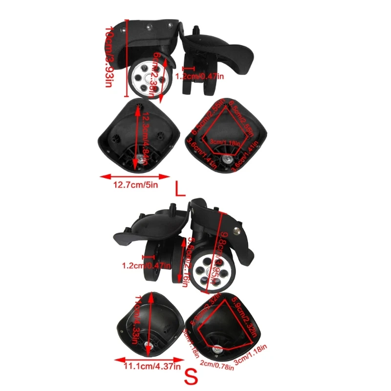 1 쌍 A79 가방 수하물 범용 360 도 회전 바퀴 수리 액세서리 트롤리 휠 부품, 여성 남성용