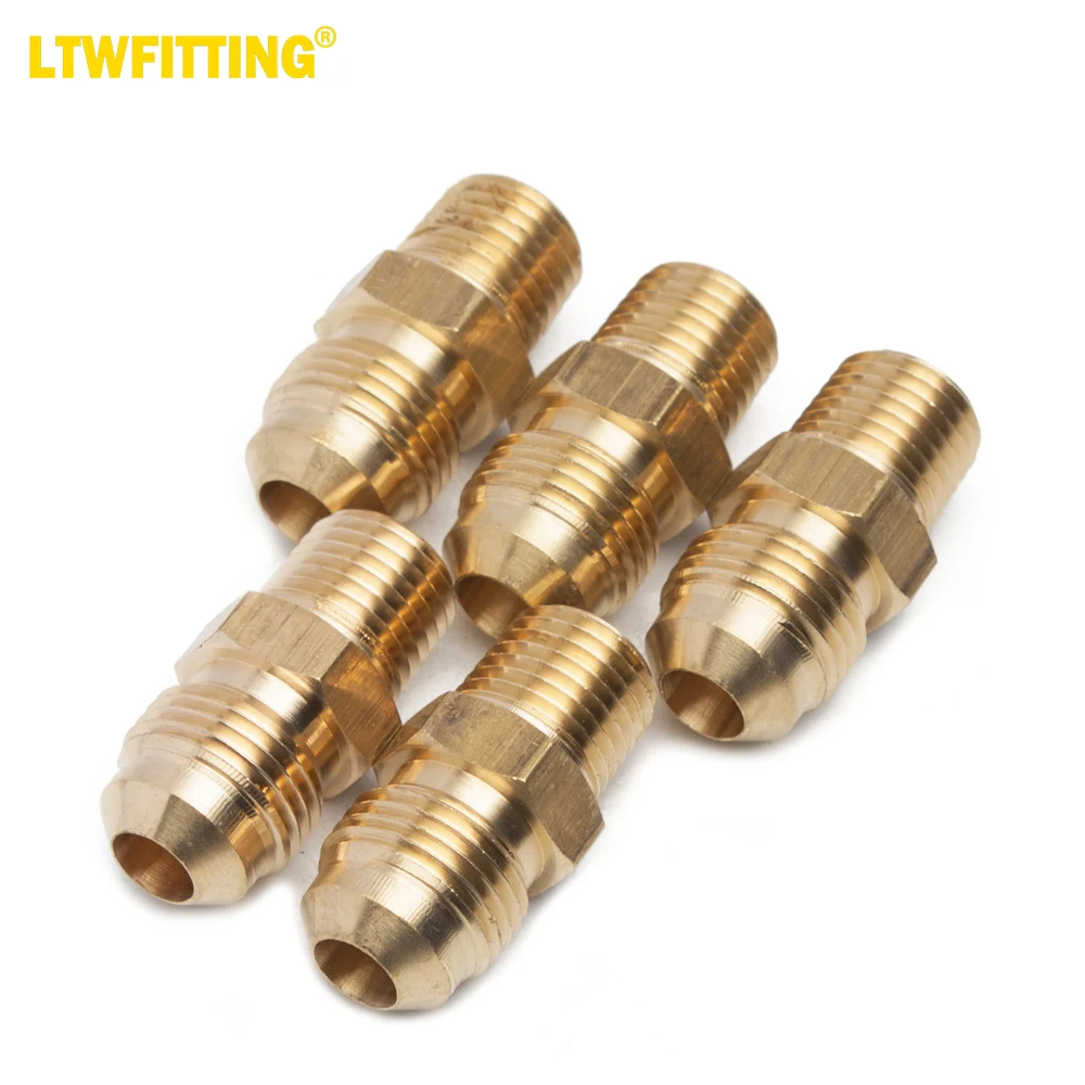 

LTWFITTING Brass Flare 3/8" OD x 1/4" Male NPT Connector Tube Fitting(pack of 5)