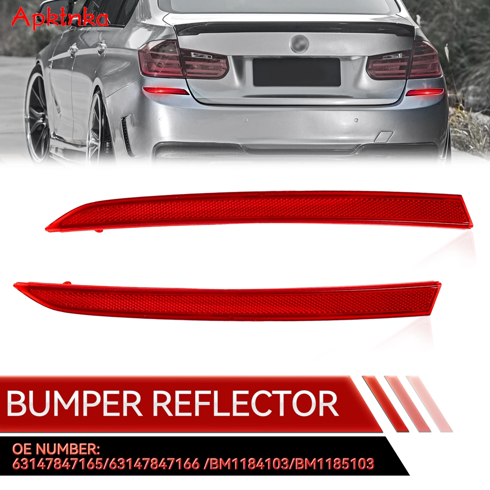 Apktnka 2x Rear Bumper Reflector Lamp 63147847165 63147847166 For BMW 3-Series F30 F31 M Sport 12-17 Touring With M Sport Bumper