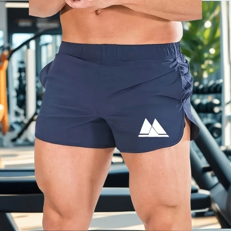 

New spring and summer sports shorts for men's gym stretch thin sports pants, running training deep squat men's three part pants