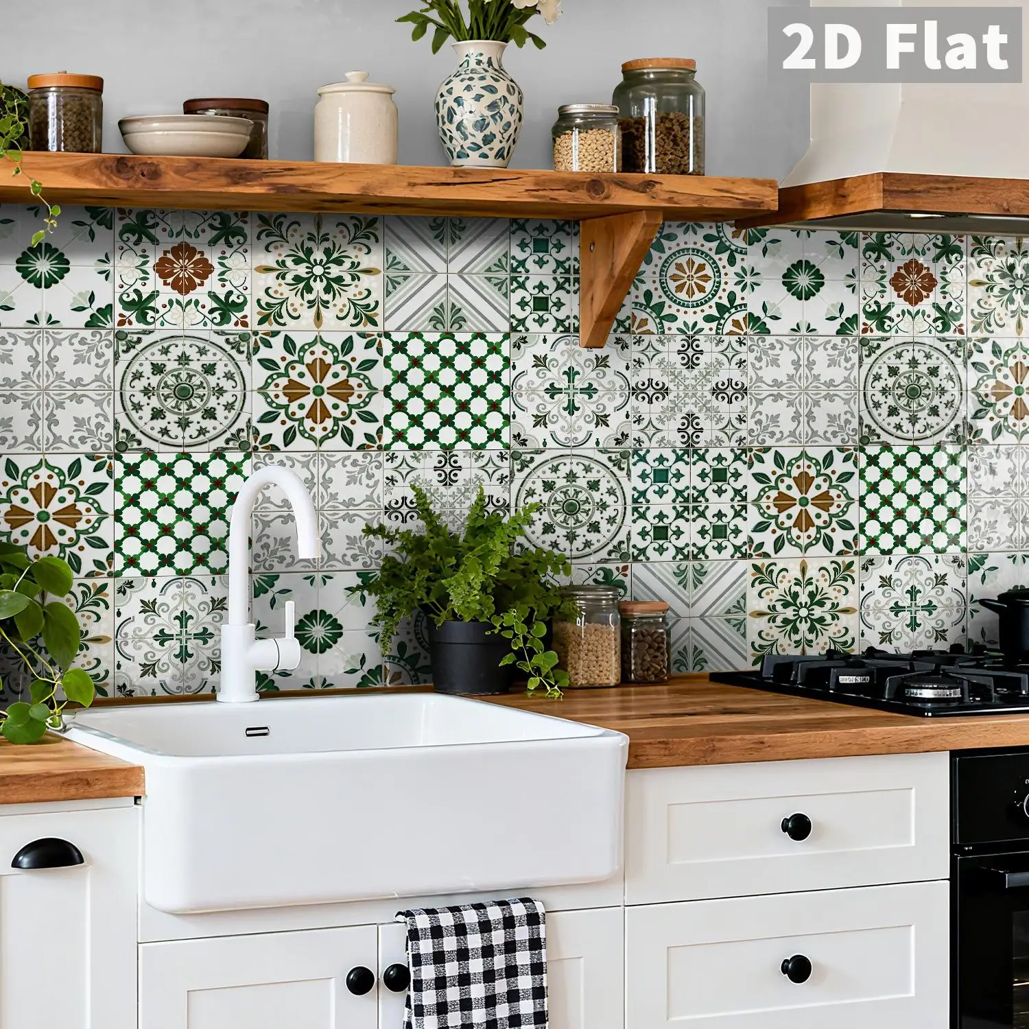 Retro floral tile decal, 36 waterproof self-adhesive wall stickers