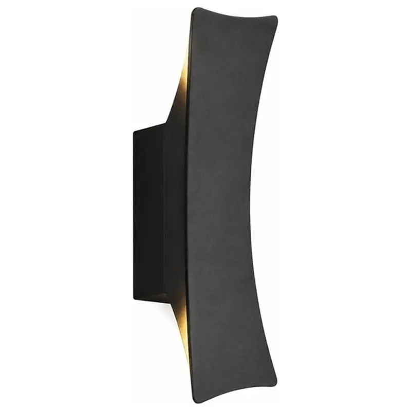 ABKY-For Exterior For Porch Garden Patio 6W LED Outdoor Wall Lamp, IP65 Waterproof Black Aluminum Light Fixture