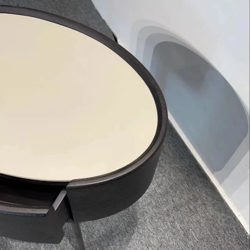 

high quality Bedroom Furniture Round Leather with Drawer Bedside Tle