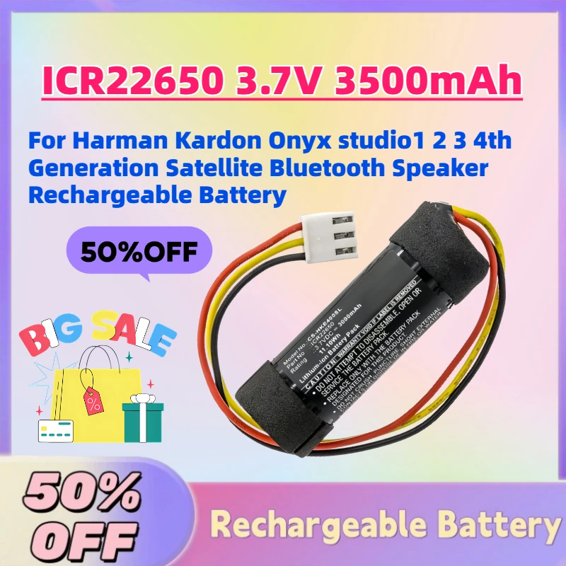 ICR22650 3.7V 3500mAh Battery for Harman Kardon Onyx studio1 2 3 4th Generation Satellite Bluetooth Speaker Rechargeable Battery