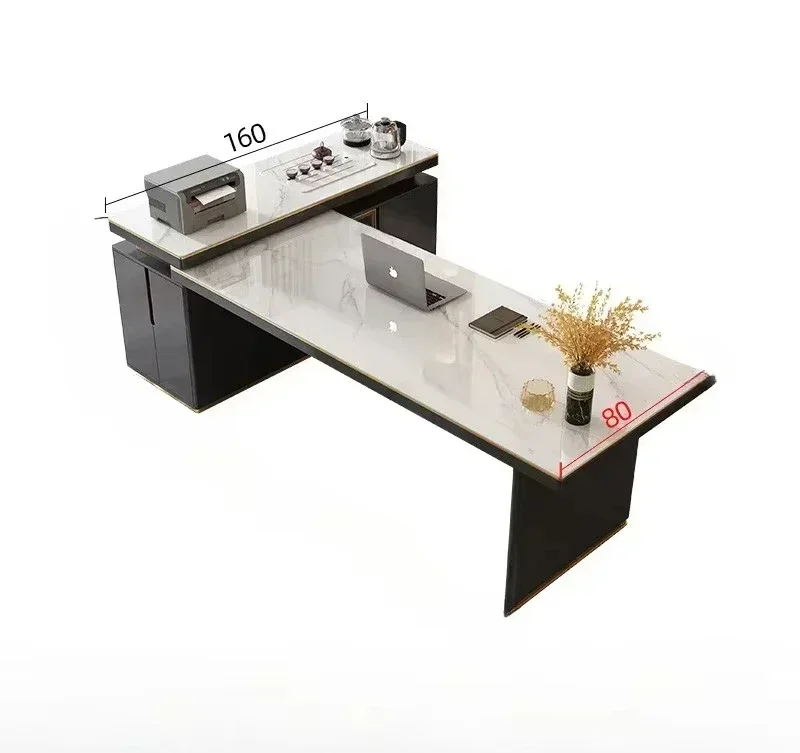 

NEW N Light Luxury Desk Modern Boss Desk Tea Table Simple Study High-End Corner Light Stone Plate