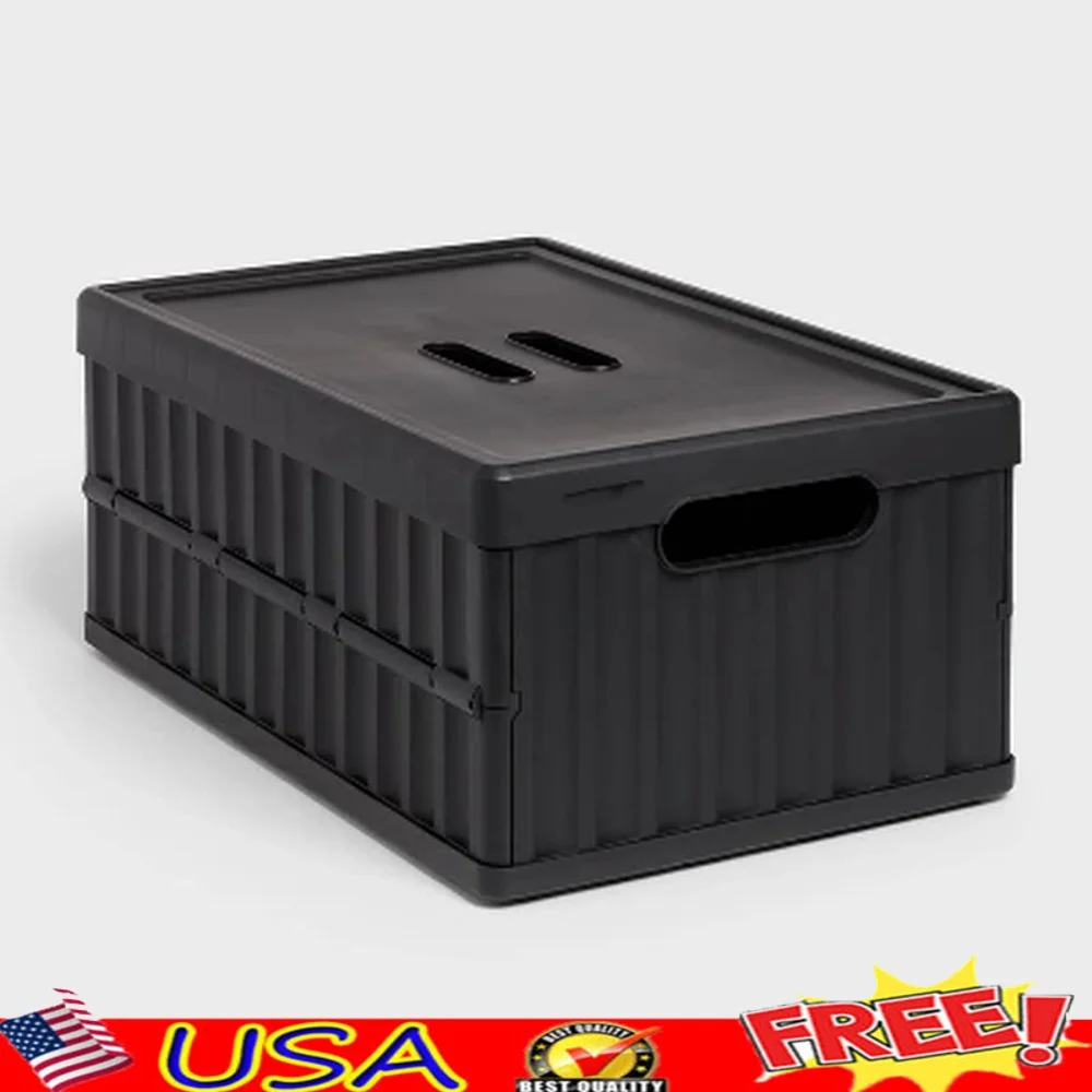 

Easy Assembly Collapsible Hard Plastic Storage Bin Open Top Universal Utility 3622 Cubic Inch Capacity Space Saving Design