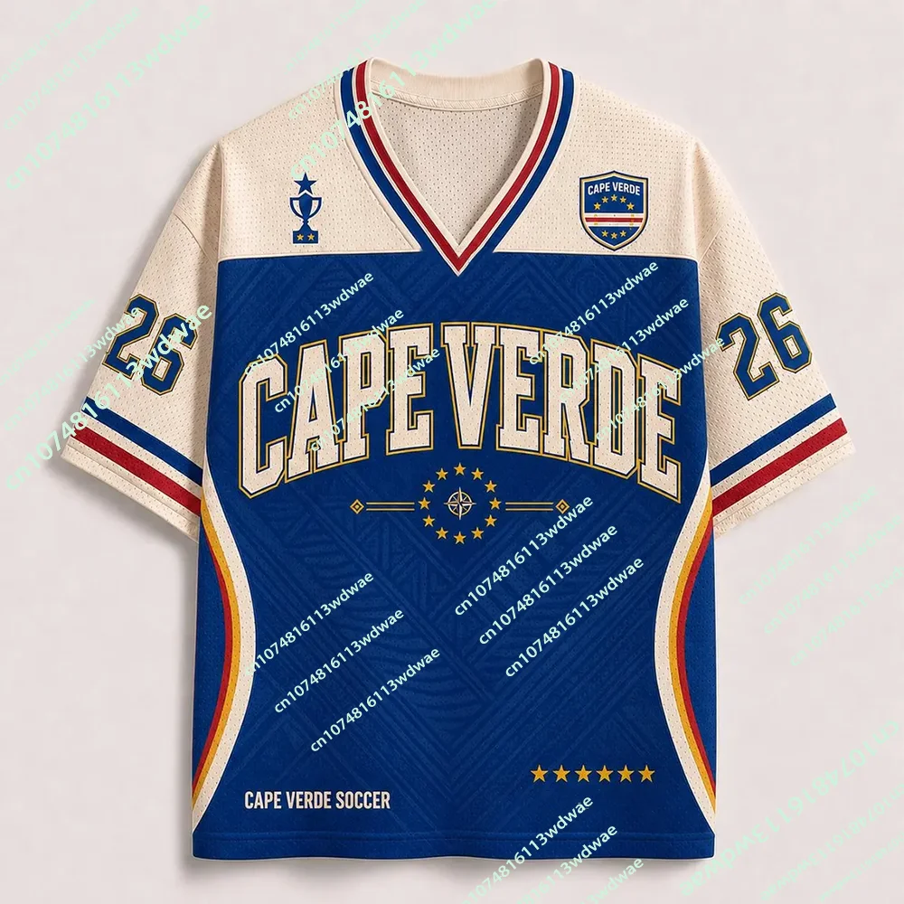 Camiseta de Fútbol de Cabo Verde 2026, Camiseta Deportiva Informal de Verano para Hombre, Estilo Retro, para Fanáticos Familiares