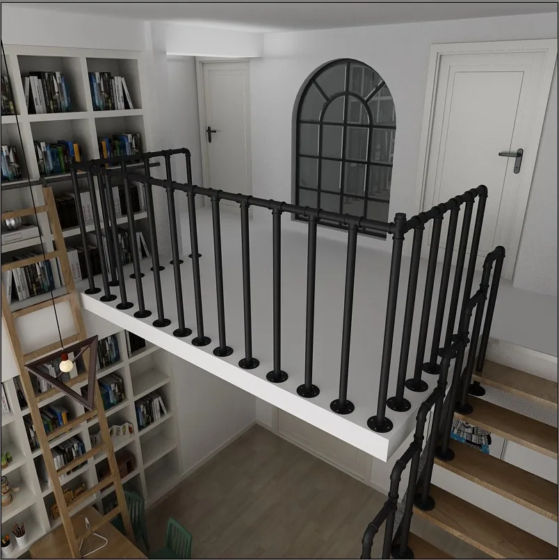 

Vintage LOFT Water Pipe Stairs Handrails Simple Modern Loft Fence Restaurant Bar Railing Industrial Wind Fence Floor