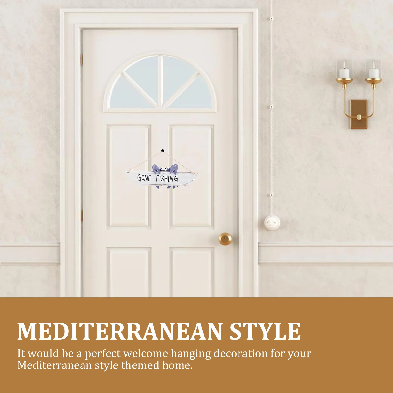 

1Pcs Crab Welcome Hanging Sign Mediterranean Style Door Decor Wooden Wall Pendant Home Entrance Porch