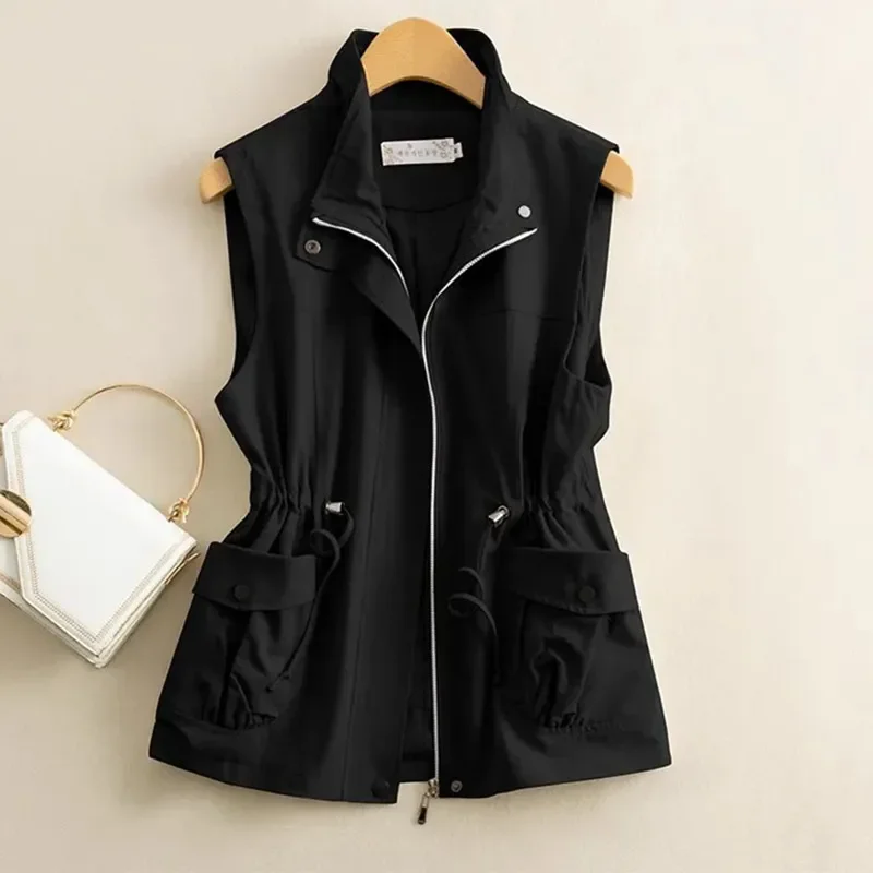 

Short Waistcoat Jacket Women's Slim Spring Autumn Casual Outerwear Vest 2025 New Ladies Loose Pure Cotton Sleeveless Coats