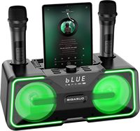 2025 Portable Karaoke Machine with 2 UHF Wireless Mics bluetooth Speaker PA System LED Lights for Home Party Outdoor Indoor