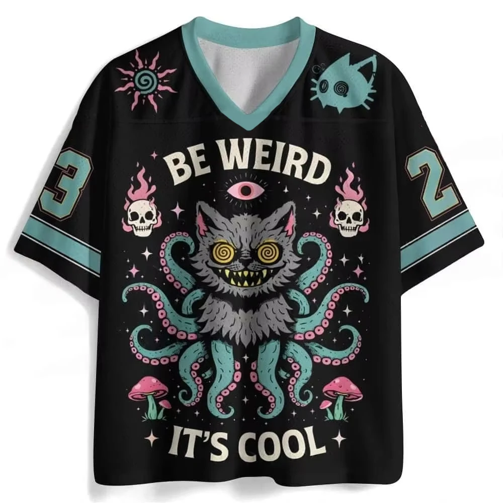 Street commuting versatile short sleeved retro hunting octopus cat dark breathable children's adult men and women sports top